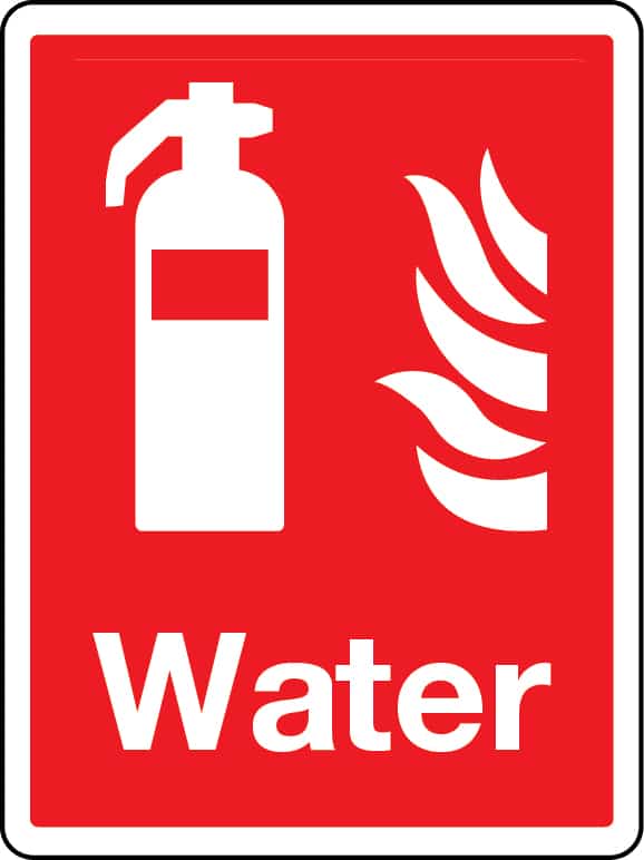 Water fire extinguisher sign