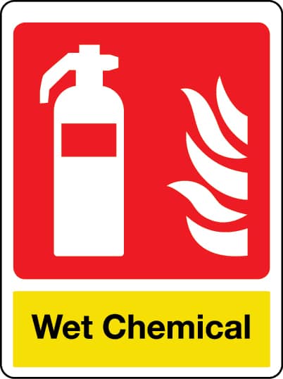 Wet chemical fire extinguisher sign