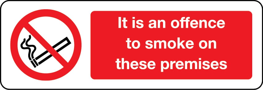 It is an offence to smoke on these premises sign