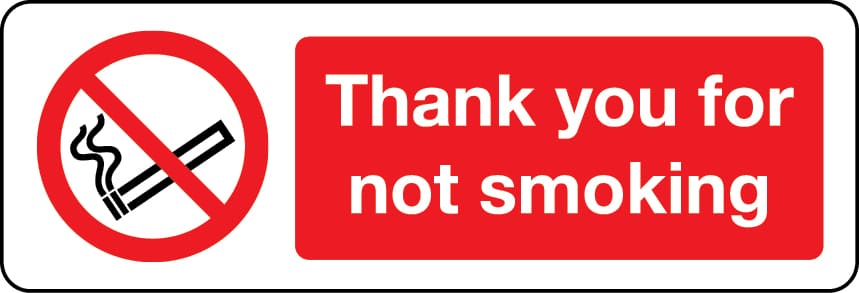 Thank you for not smoking sign