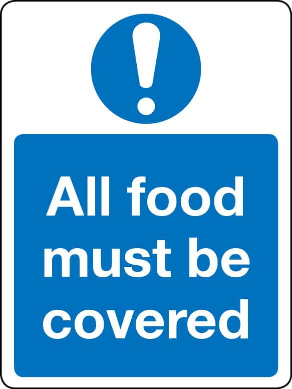 All food must be covered sign