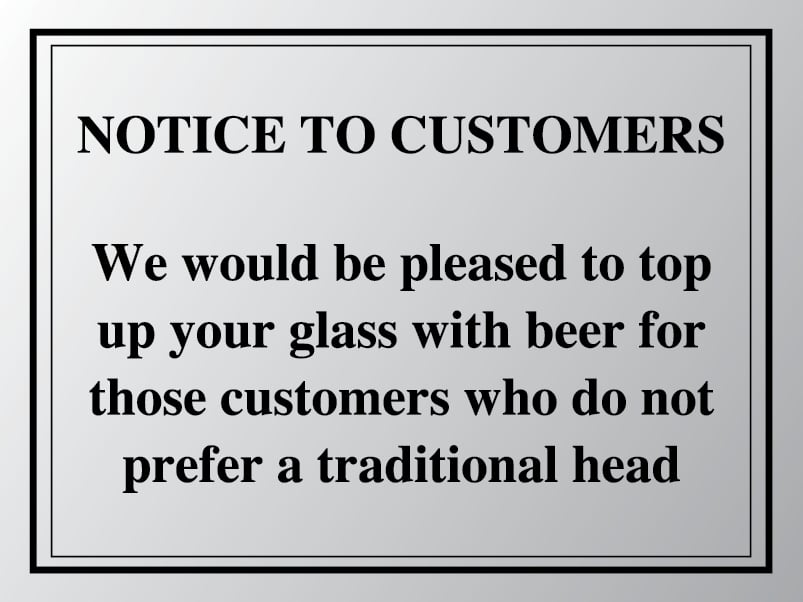 Top up your pint sign