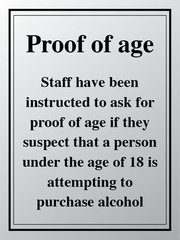 Proof of age sign