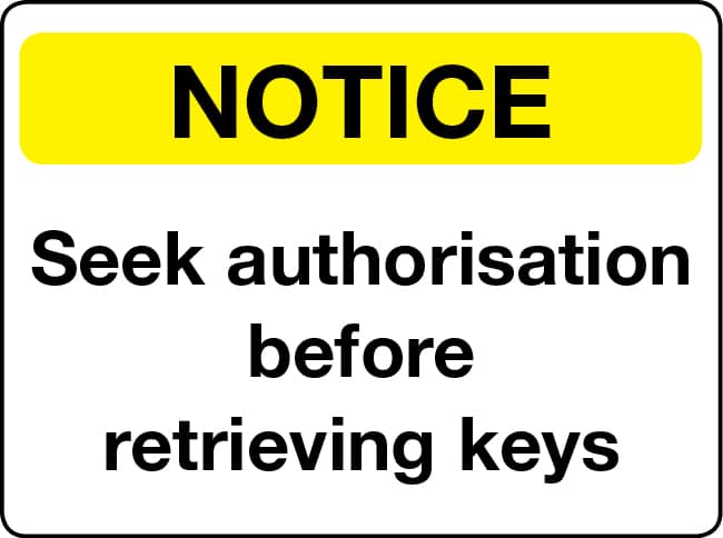 Seek authorisation before retrieving keys notice