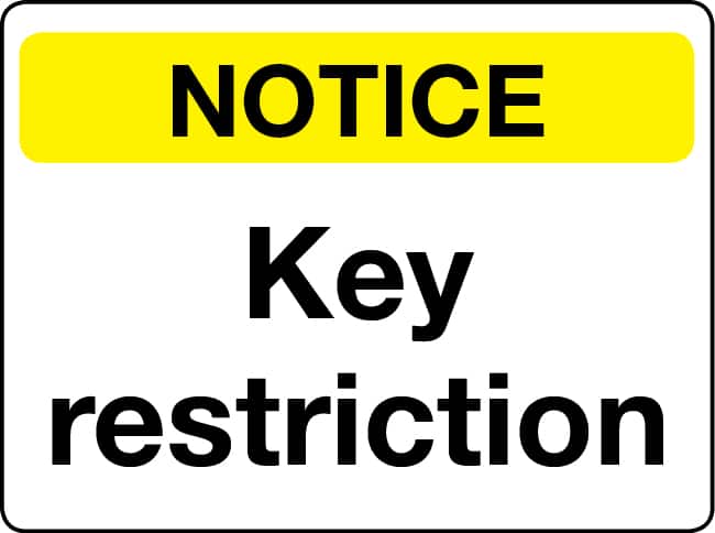 Key restriction notice