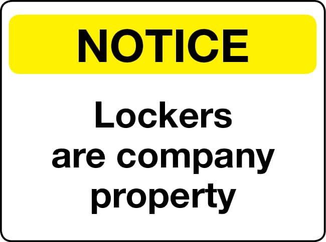 Lockers are company property notice