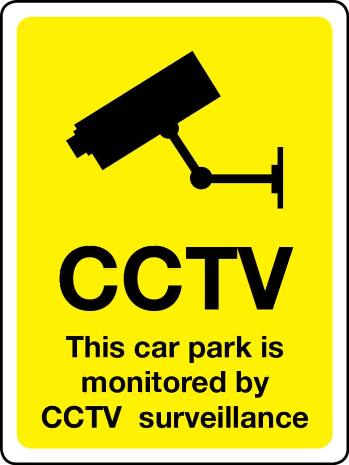 This car park is monitored by CCTV surveillance sign