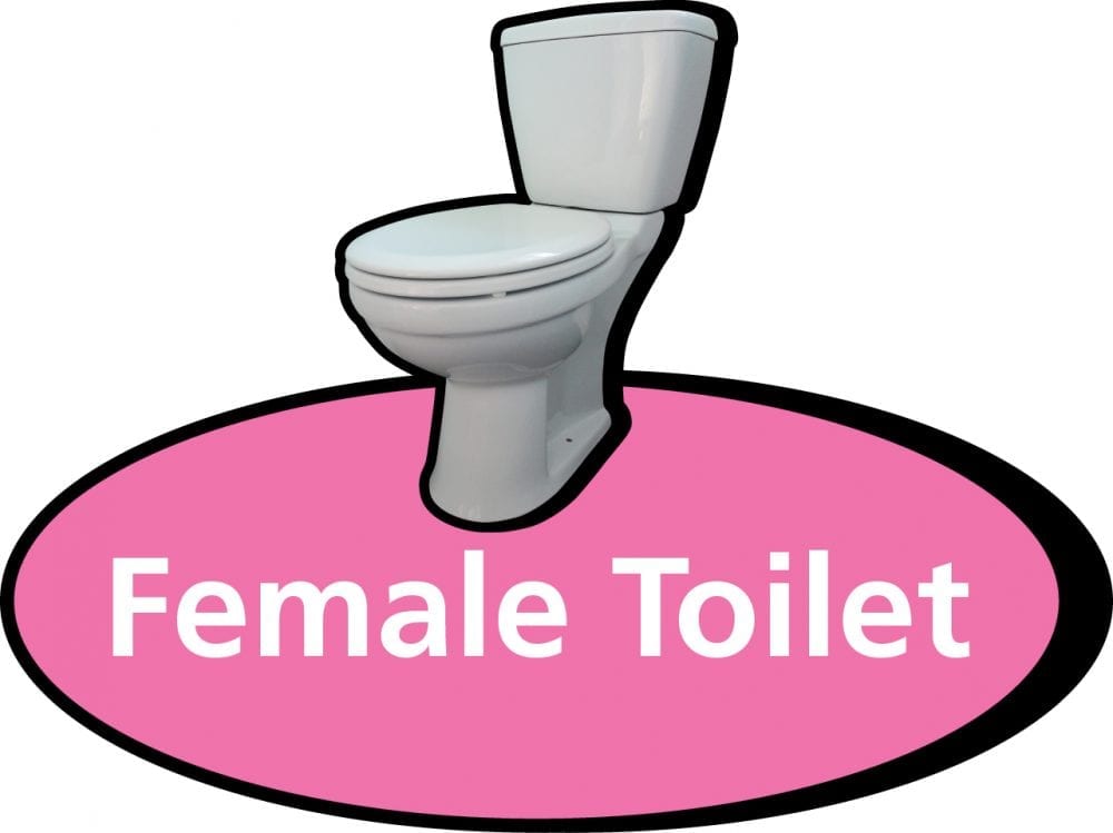 3D pictorial female toilet sign