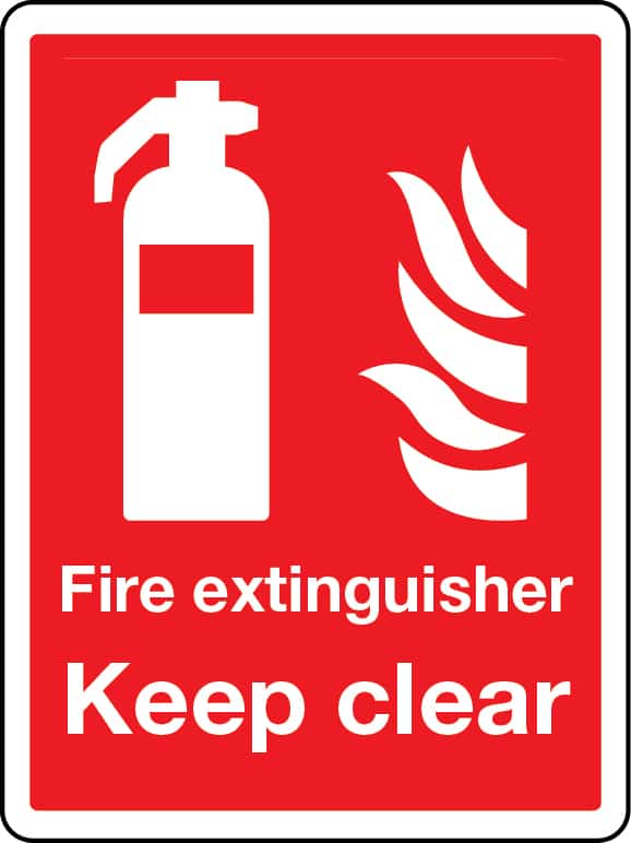 Fire extinguisher keep clear sign