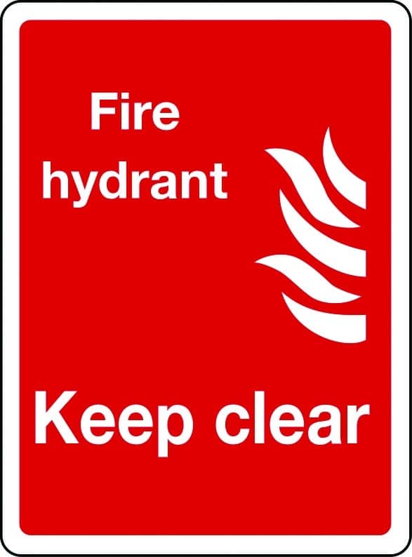 Fire hydrant keep clear sign