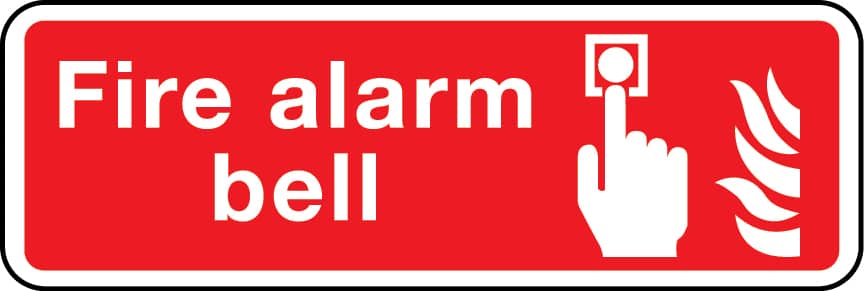 Fire alarm bell landscape layout sign