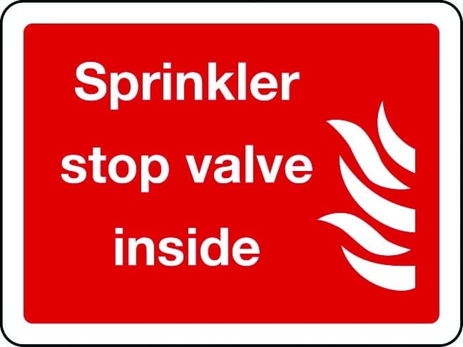 Sprinkler stop valve inside sign