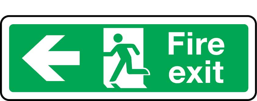 Fire exit arrow left sign