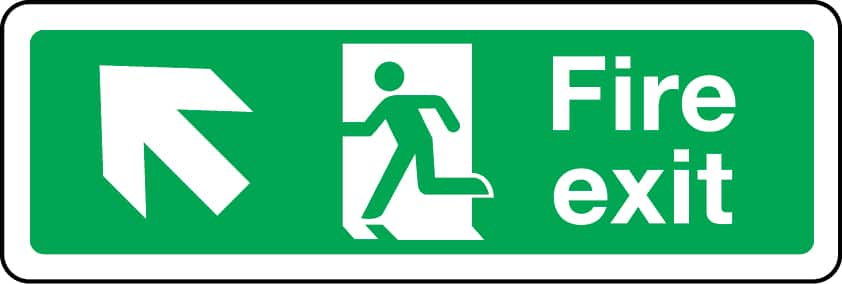 Fire exit arrow up left sign