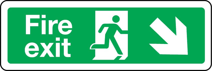 Fire exit sign - down right