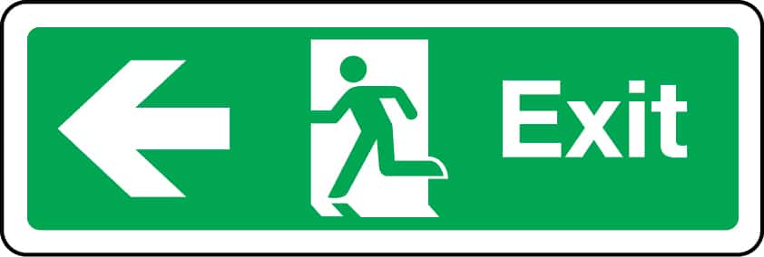 Exit primary arrow left sign