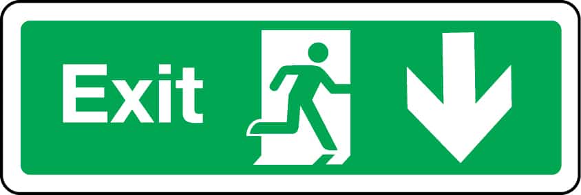 Exit primary arrow down sign