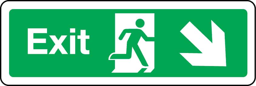 Exit primary arrow down right sign