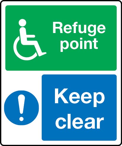 Disabled refuge point keep clear sign