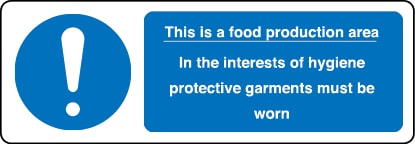 This is a food production area sign