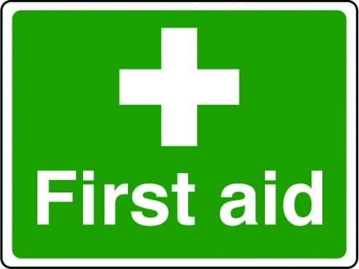 First Aid (symbol &amp; text) sign - Stocksigns