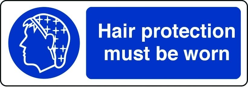 Hair protection must be worn sign