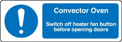 Convector oven information sign