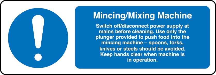 Mincing/mixing machine information sign