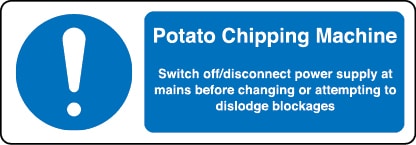 Potato chipping machine sign