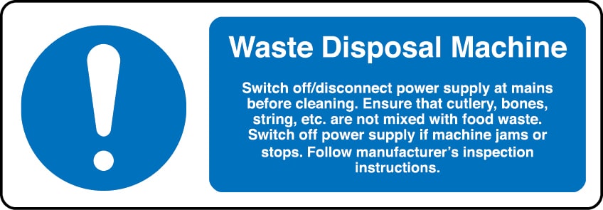 Waste disposal machine information sign