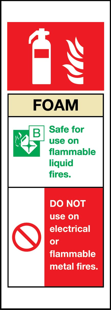 Foam chemical fire extinguisher sign