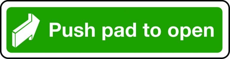 Push pad to open sign