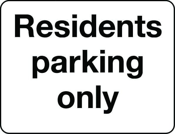 Residents parking only sign