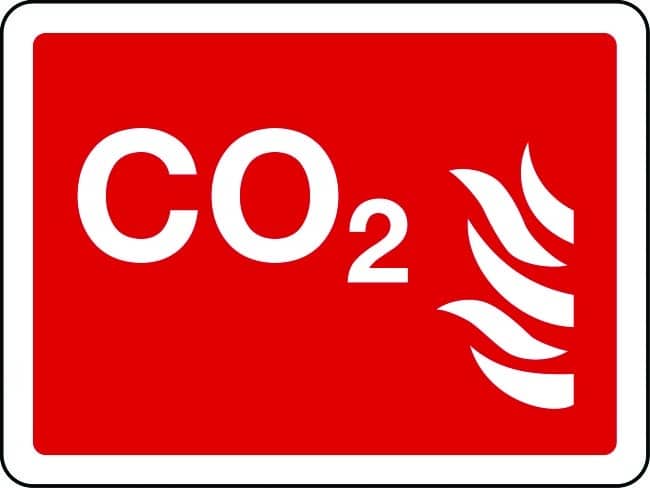 CO2 text and symbol sign