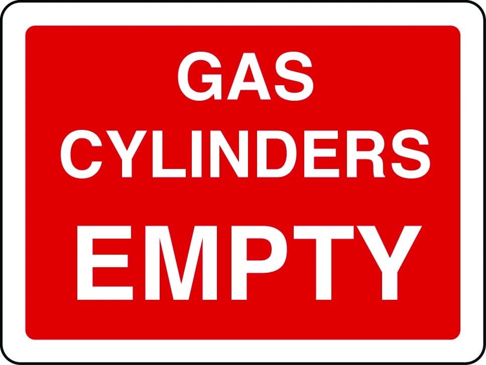 Gas cylinders empty sign