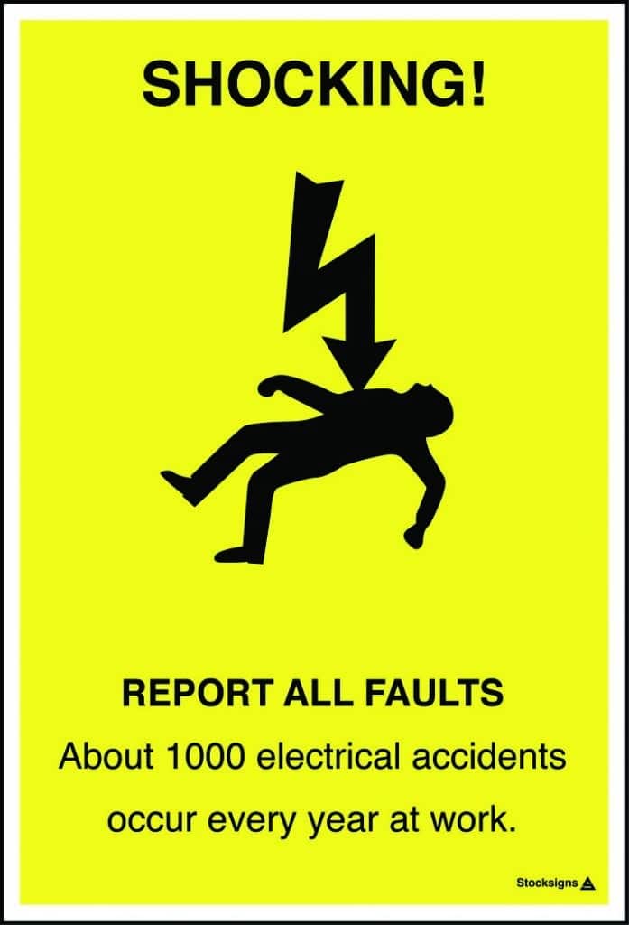 Report all faults poster ISO7010 symbol Stocksigns