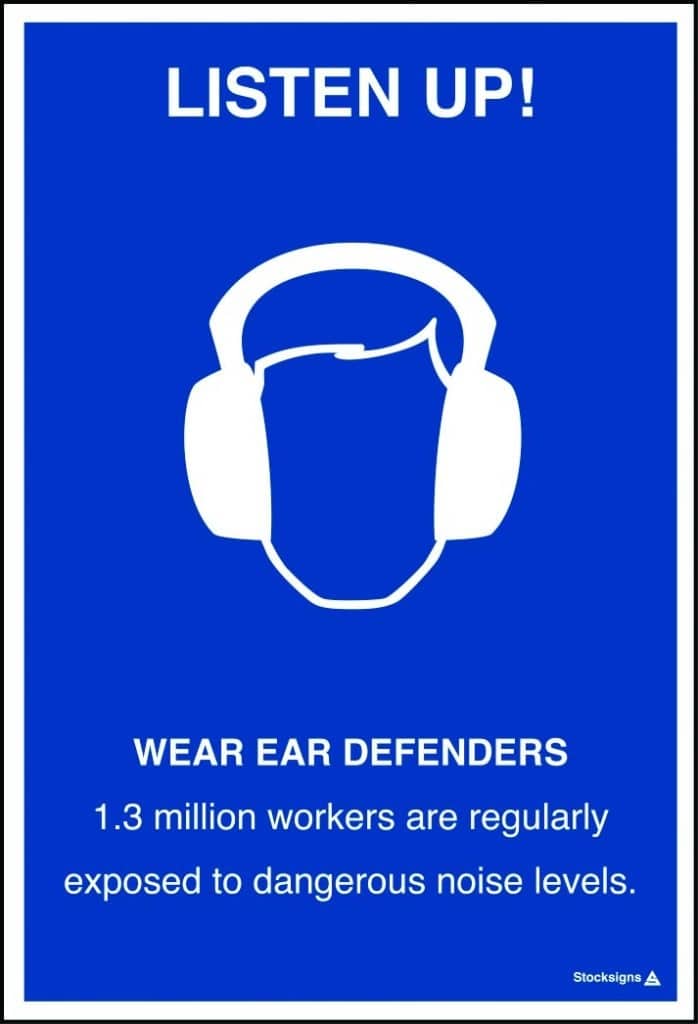 Wear ear defenders poster ISO7010 symbol Stocksigns
