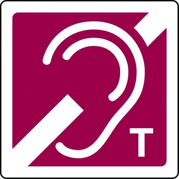 Hearing aid induction loop with T sign