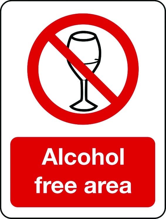 alcohol free area sign