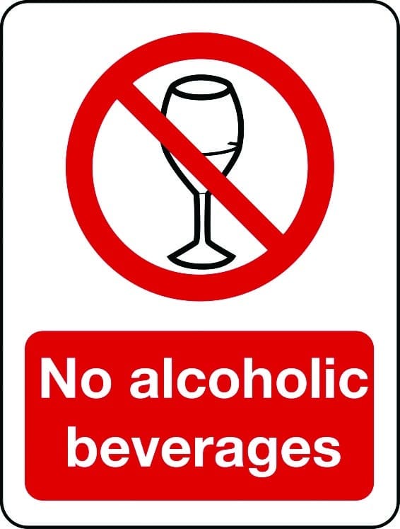 No alcoholic beverages sign