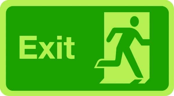 Exit sign (justified right) photoluminescent sign