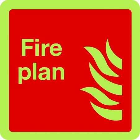 Photoluminescent fire plan sign