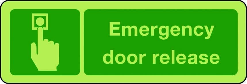 Emergency door release photoluminescent sign