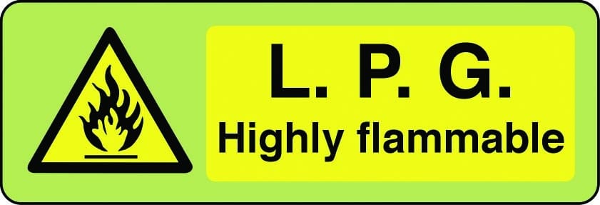 LPG highly flammable photoluminescent sign