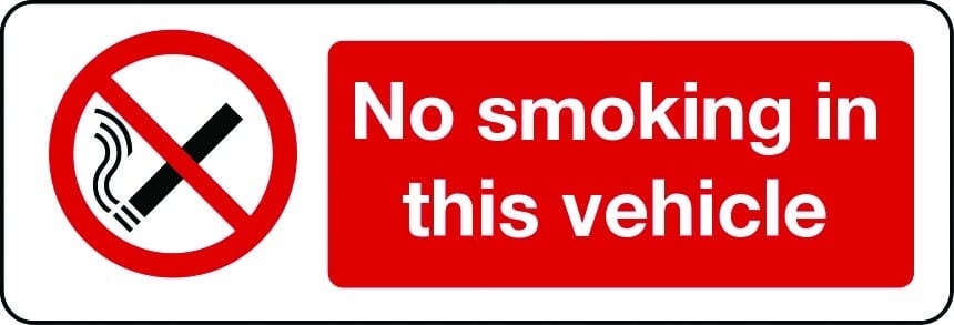 No smoking in this vehicle sign