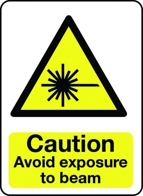 Caution avoid exposure to beam sign