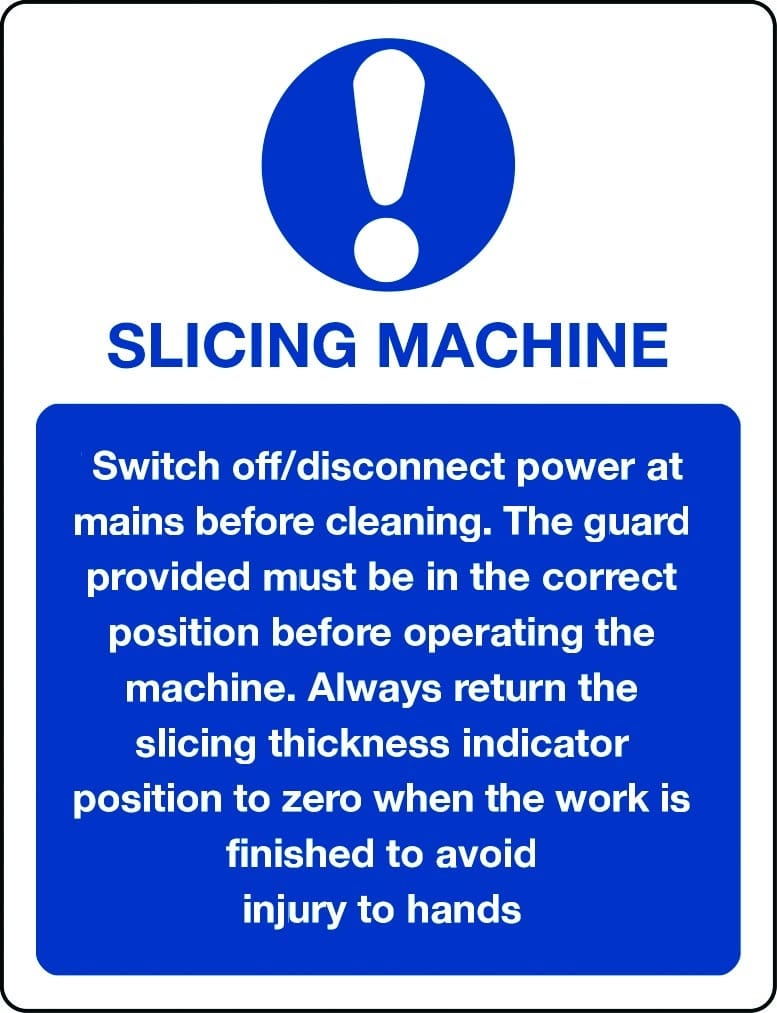 Slicing machine information sign