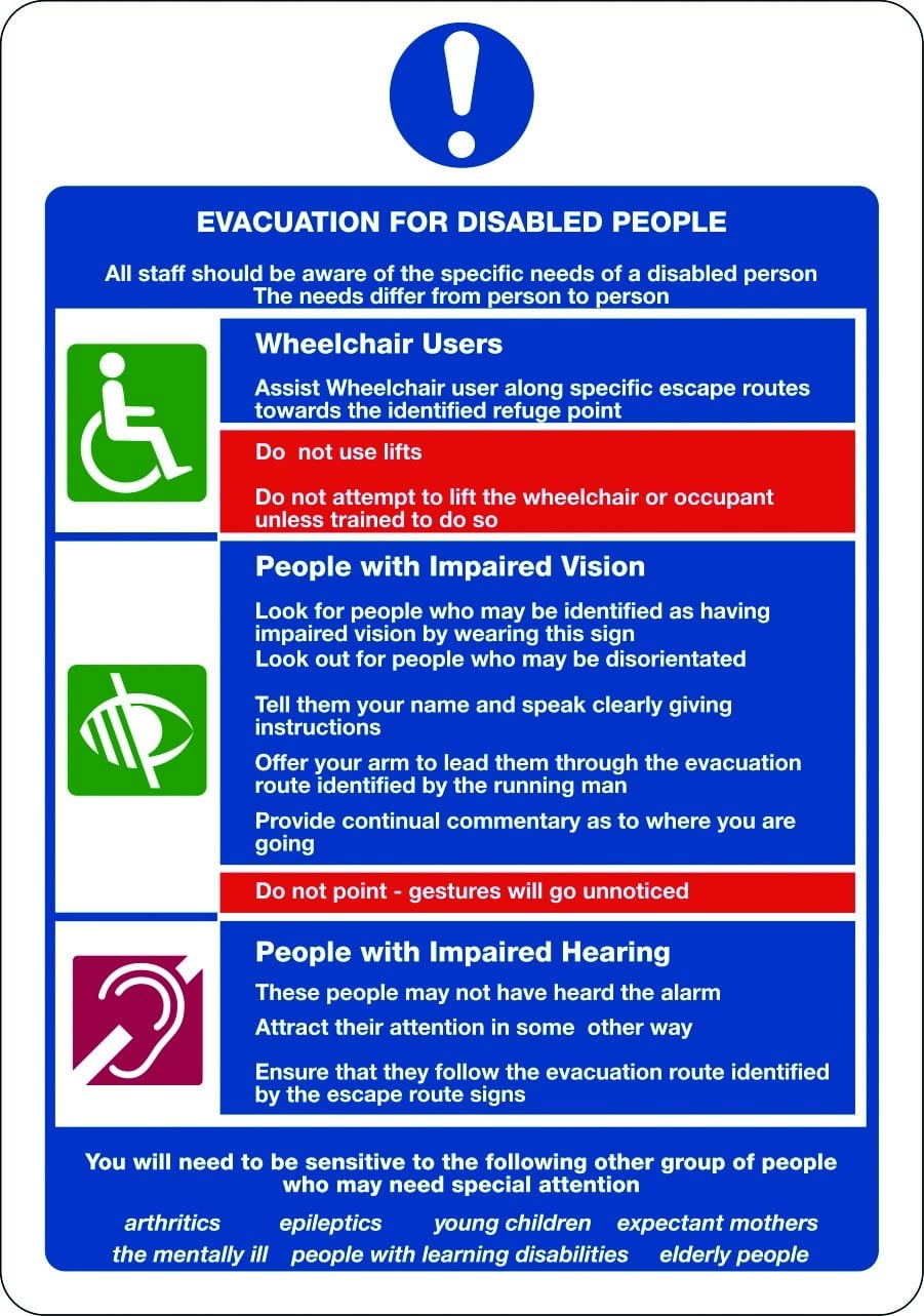 Evacuation notice for disabled people