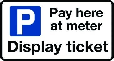 Pay here at meter parking sign