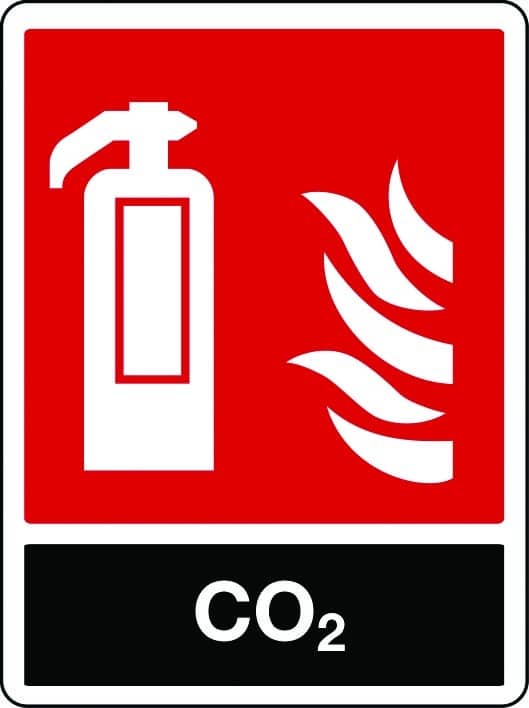 CO2 fire extinguisher sign